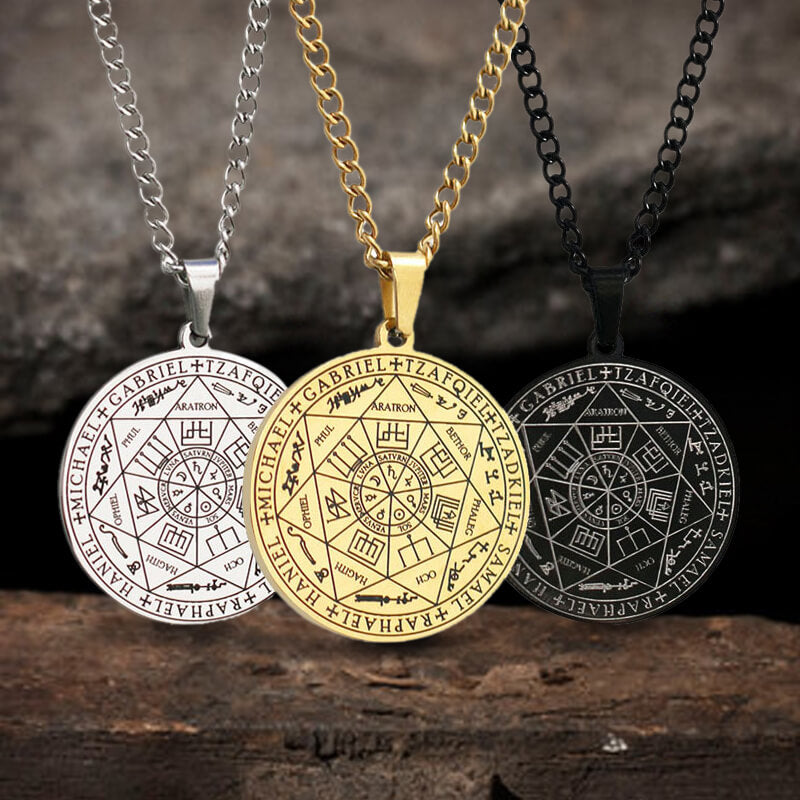 Seal of The Seven Archangels Stainless Steel Necklace 01 | Gthic.com
