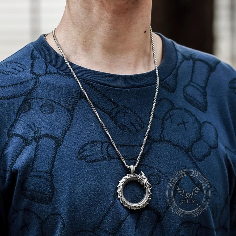 Self-Devourer Pure Tin Ouroboros Necklace | Gthic.com