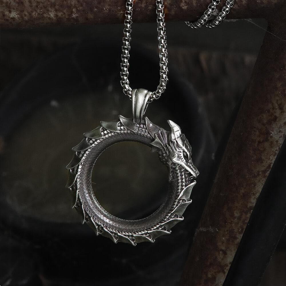 Self-Devourer Pure Tin Ouroboros Necklace | Gthic.com