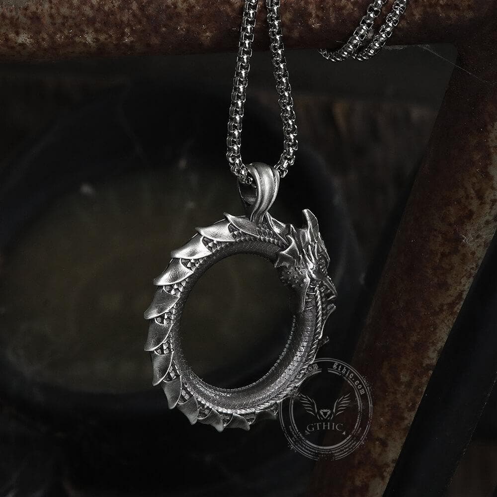 Self-Devourer Pure Tin Ouroboros Necklace | Gthic.com