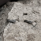 Vintage Snake-Shaped Sterling Silver Hoop Earrings