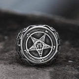 Sigil of Baphomet Stainless Steel Satan Ring | Gthic.com