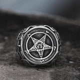 Sigil of Baphomet Stainless Steel Satan Ring | Gthic.com