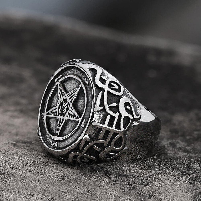 Sigil of Baphomet Stainless Steel Satan Ring – GTHIC