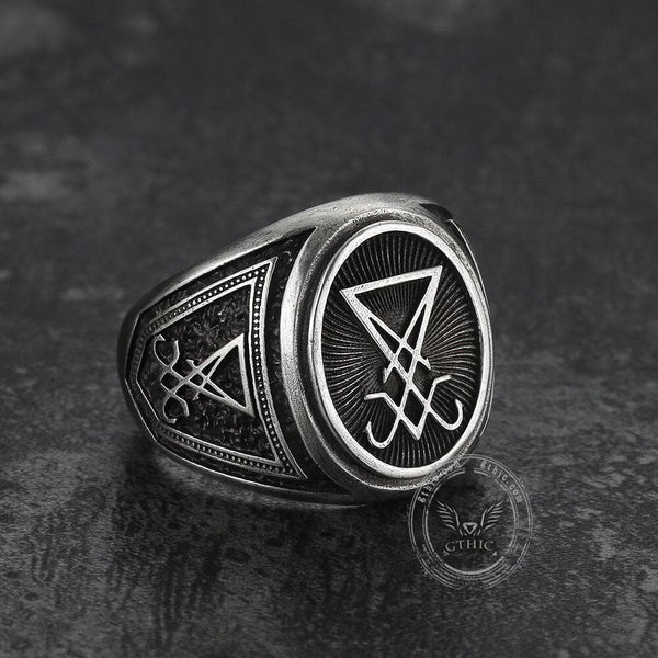 Lucifer Ring Sterling Silver Sigil of Lucifer Rings for Men | GTHIC