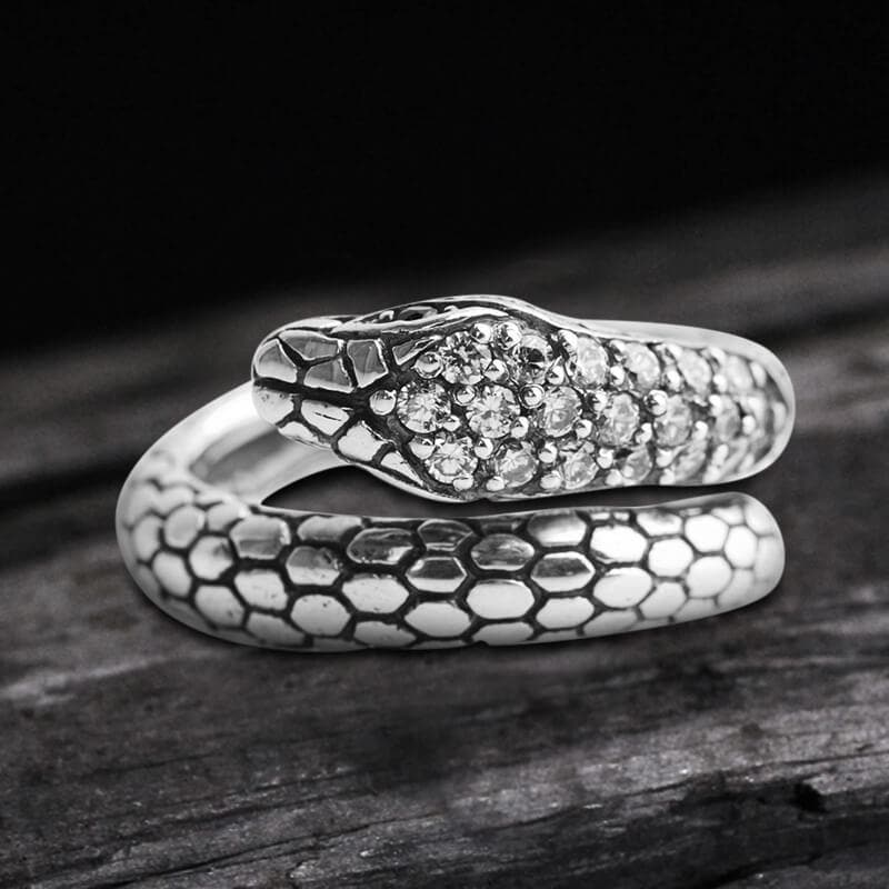 Silver Snake Sterling Silver CZ Ring | Gthic.com