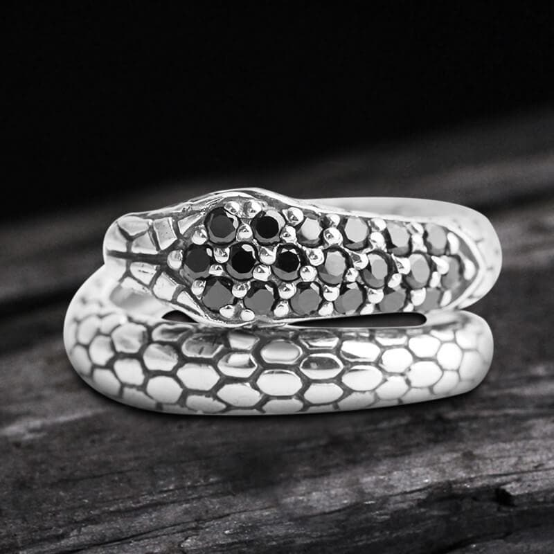 Silver Snake Sterling Silver CZ Ring | Gthic.com