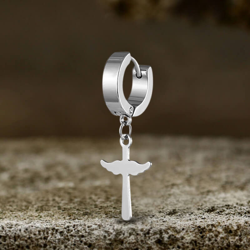 Simple Cross Design Stainless Steel Earrings | Gthic.com