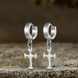 Simple Cross Design Stainless Steel Earrings | Gthic.com