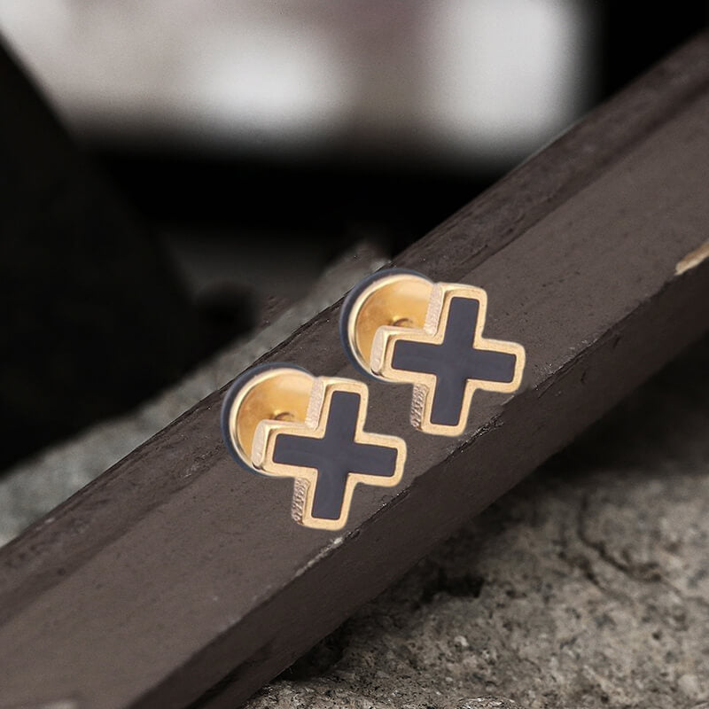 Simple Cross Stainless Steel Earring | Gthic.com