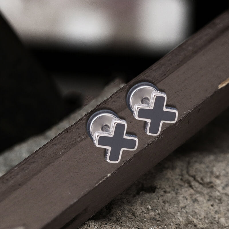 Simple Cross Stainless Steel Earring | Gthic.com