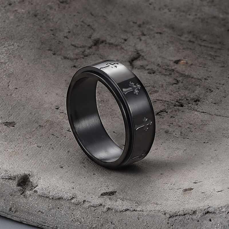 Simple Cross Stainless Steel Spinner Ring | Gthic.com