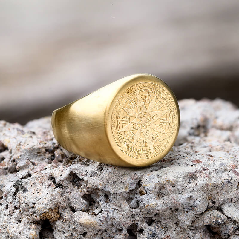 Simple Design Compass Stainless Steel Ring | Gthic.com