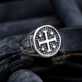 Simple Jerusalem Cross Stainless Steel Ring | Gthic.com