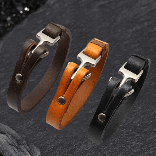 Simple Leather Anchor Alloy Bracelet | Gthic.com