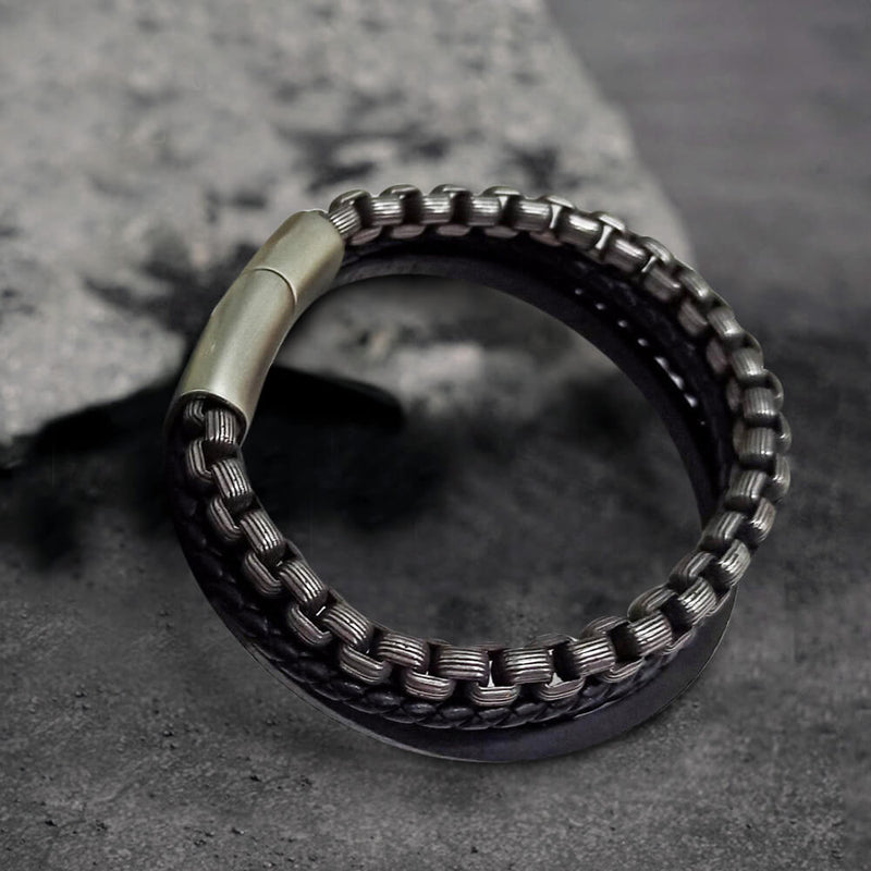 Simple Multi-layer Braided Stainless Steel Bracelet