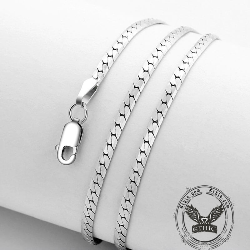 Simple Sterling Silver Snake Bone Chain Necklace | Gthic.com