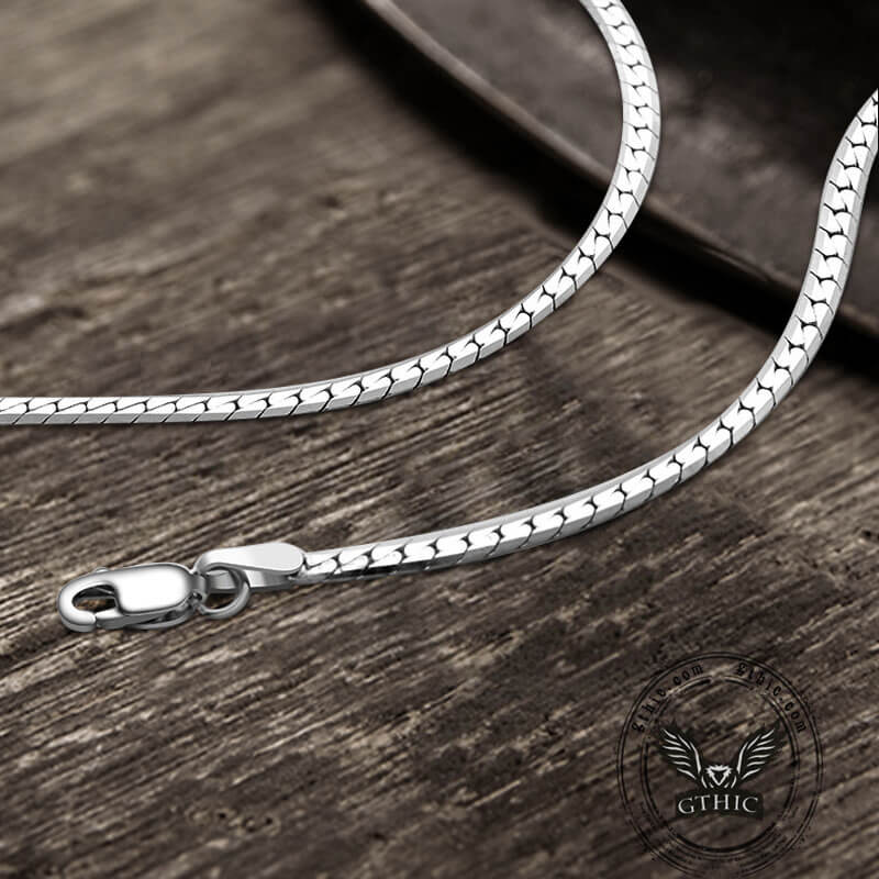 Simple Sterling Silver Snake Bone Chain Necklace
