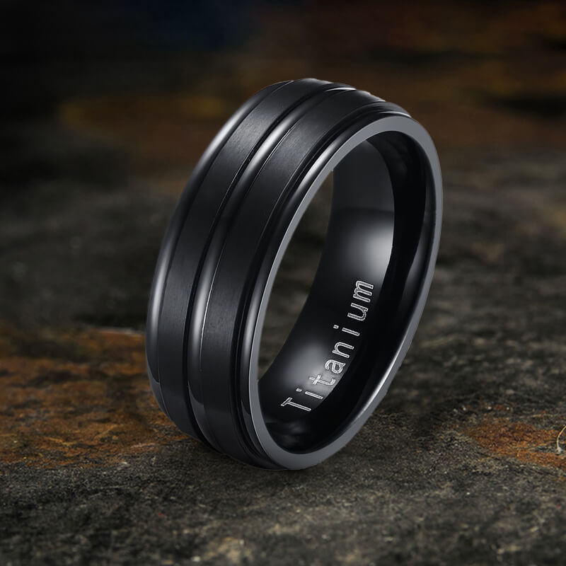 Simple Titanium Black Band Ring – GTHIC