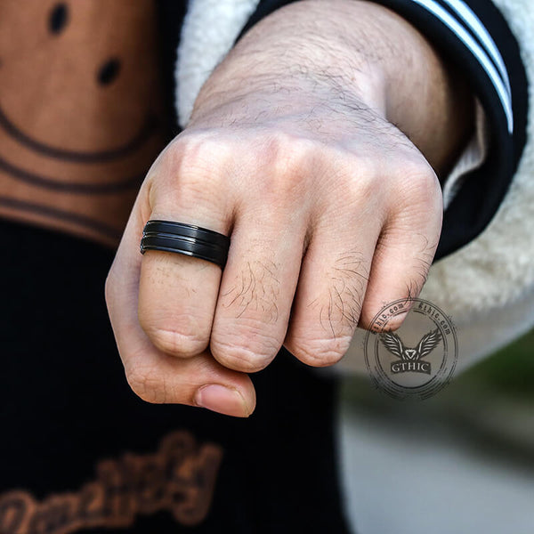 Simple Titanium Black Band Ring