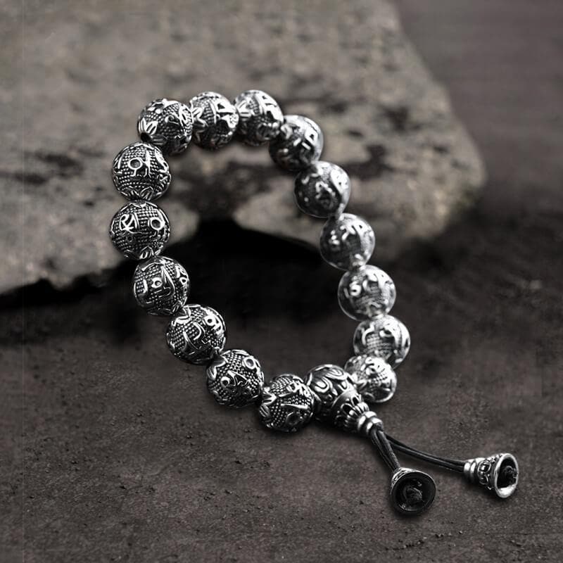 Six-character Mantra Stainless Steel Bracelet | Gthic.com