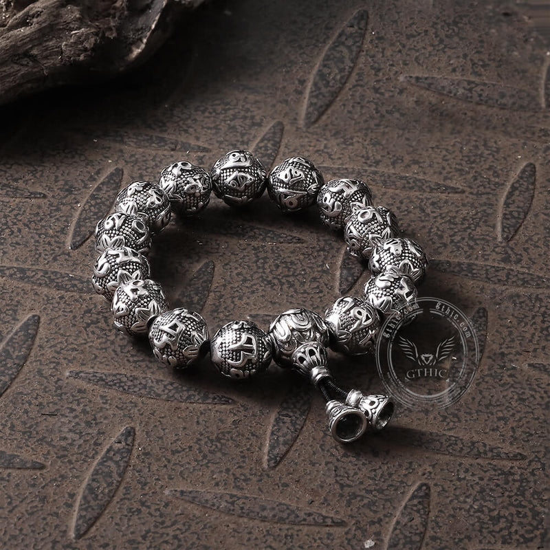 Six-character Mantra Stainless Steel Bracelet | Gthic.com
