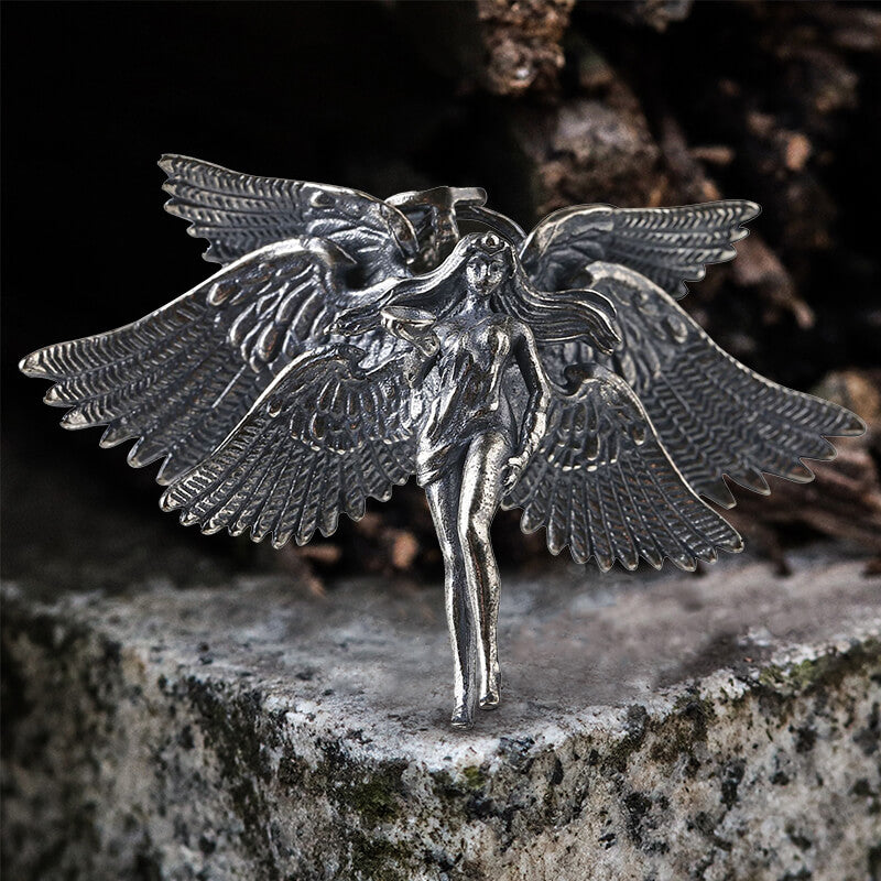 Six Wings Angel Sterling Silver Religion Pendant | Gthic.com