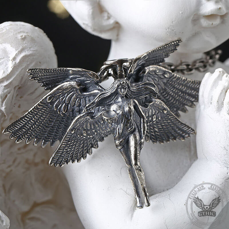 Six Wings Angel Sterling Silver Religion Pendant | Gthic.com