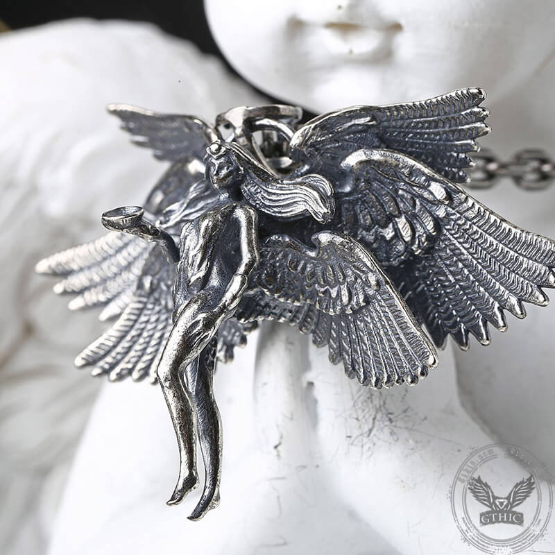 Six Wings Angel Sterling Silver Religion Pendant | Gthic.com