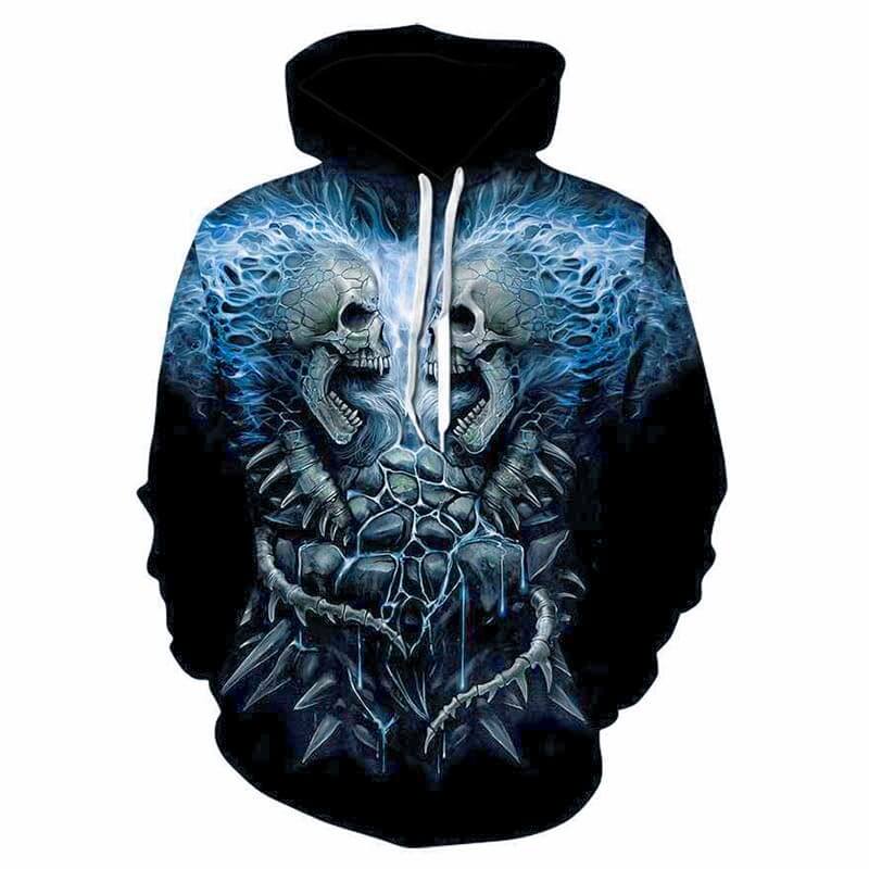 Skeleton Battle Polyester skull Hoodies | Gthic.com