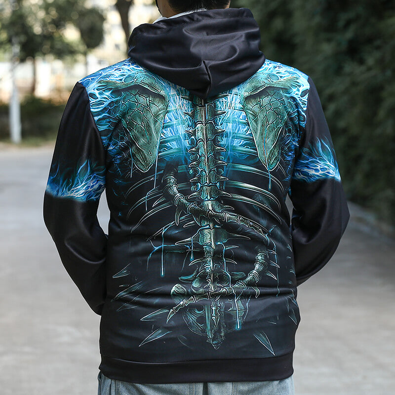 Skeleton Battle Polyester skull Hoodies