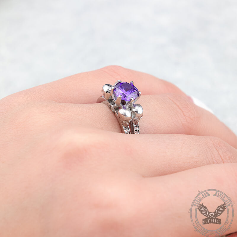 Skeleton Guard Zircon Stainless Steel Skull Ring | Gthic.com