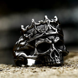 Skeleton King Crown Stainless Steel Skull Ring01 | Gthic.com