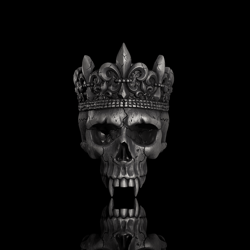 Skeleton King Crown Sterling Silver Skull Ring | Gthic.com