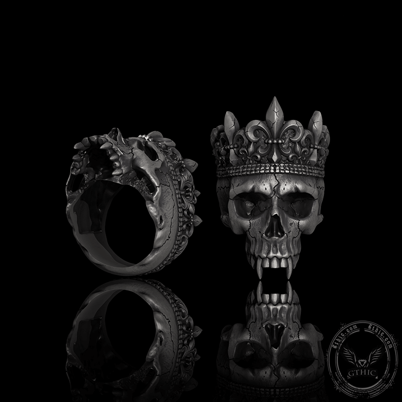Skrloton Rings Skeleton King Crown Sterling Silver Skull Ring – GTHIC