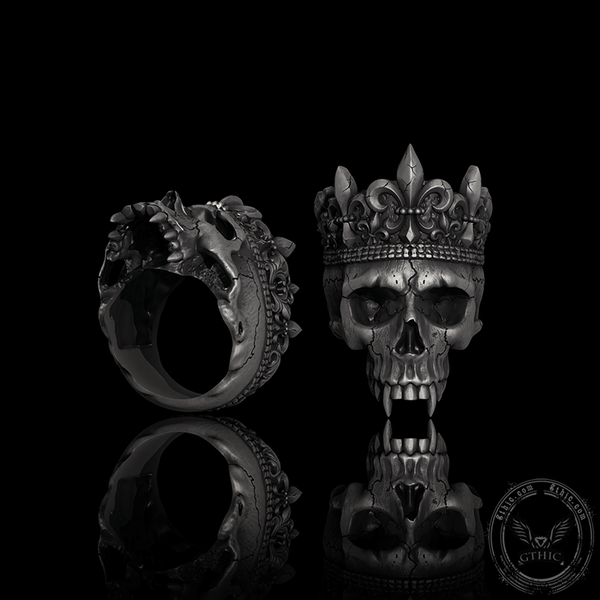 Skeleton King Crown Sterling Silver Skull Ring | Gthic.com