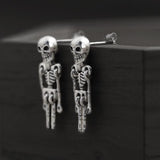 Skeleton Sterling Silver Earrings 01 | Gthic.com 