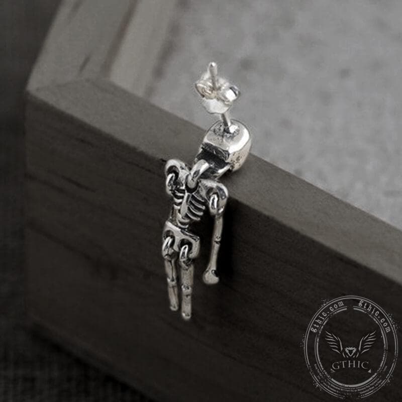 Skeleton Sterling Silver Earrings 05 | Gthic.com 
