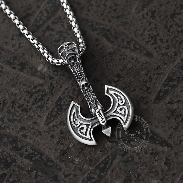 Skeleton Tomahawk Pure Tin Viking Necklace | Gthic.com