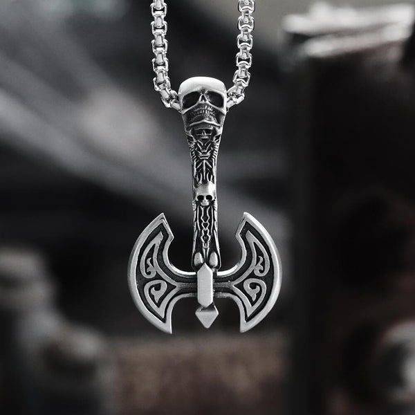 Skeleton Tomahawk Pure Tin Viking Necklace | Gthic.com
