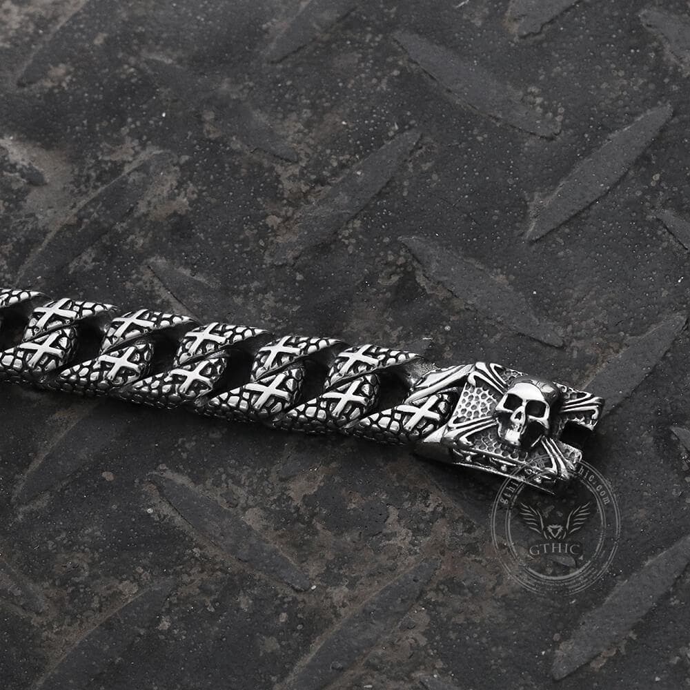 Skull and Cross Stainless Steel Bracelet