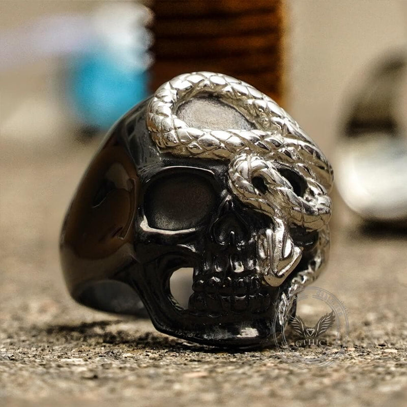 Skull and Snake Stainless Steel Ring