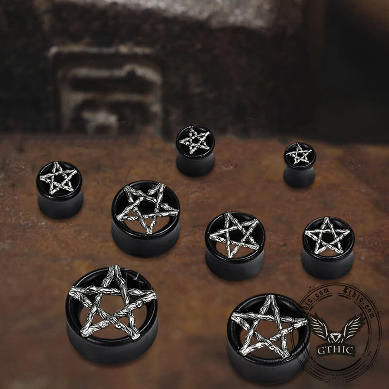 Skull And Star Wood Alloy Ear Gauges | Gthic.com