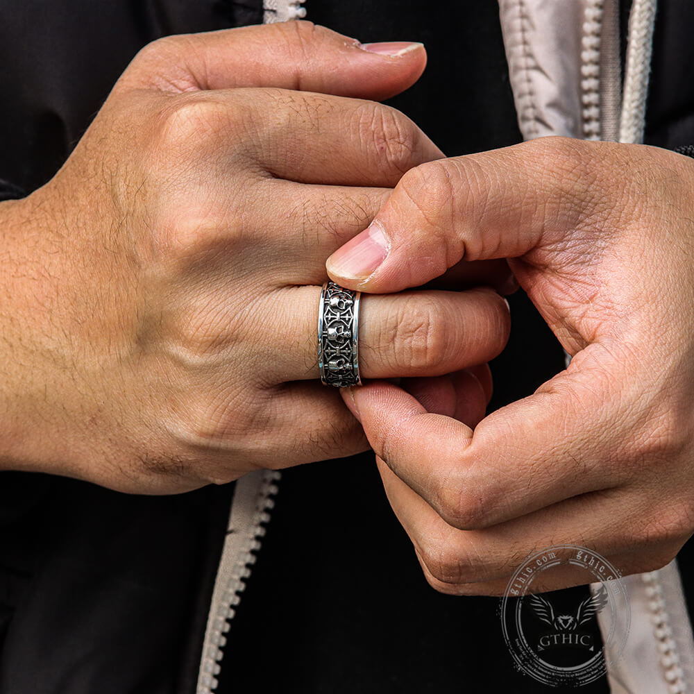 Skull Badass Stainless Steel Band Ring 02 | Gthic.com