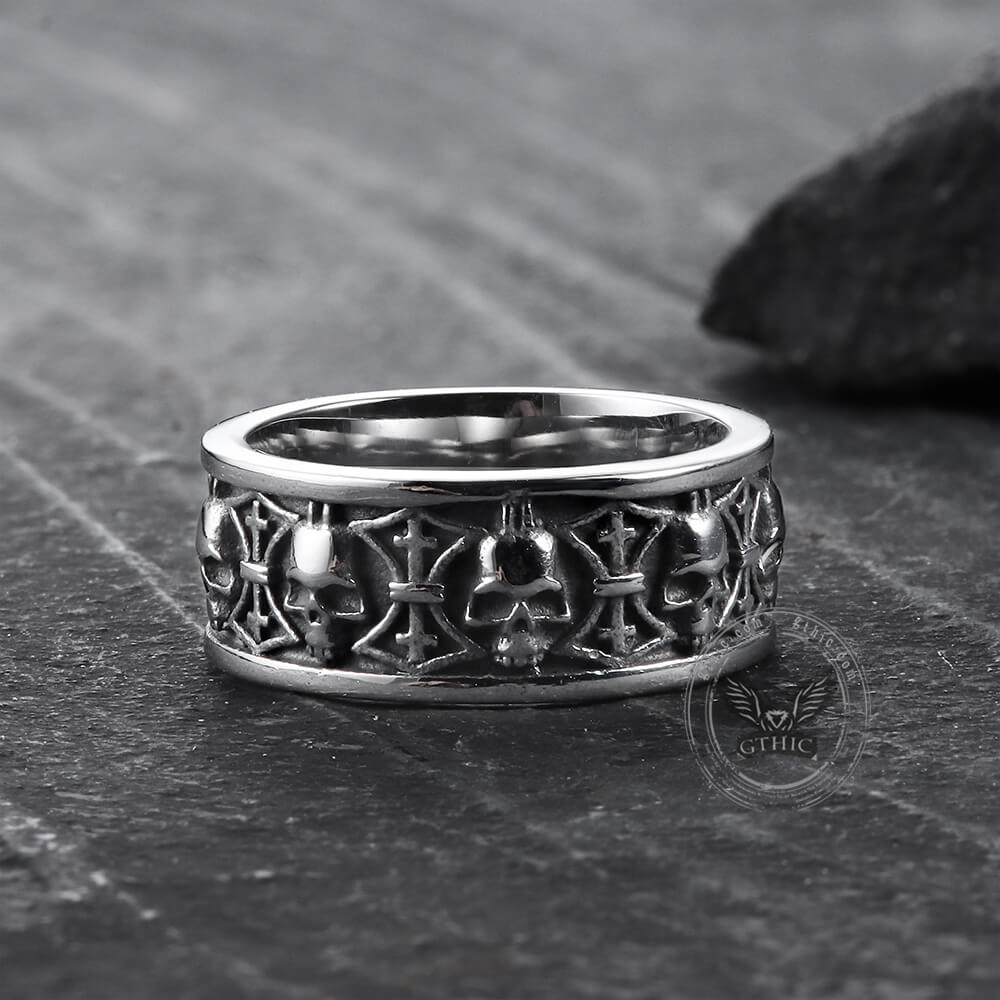 Skull Badass Stainless Steel Band Ring 05 | Gthic.com
