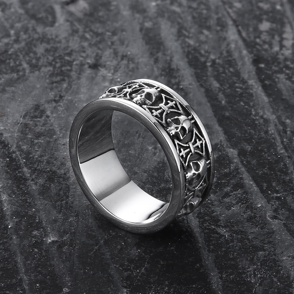 Skull Badass Stainless Steel Band Ring 01 | Gthic.com