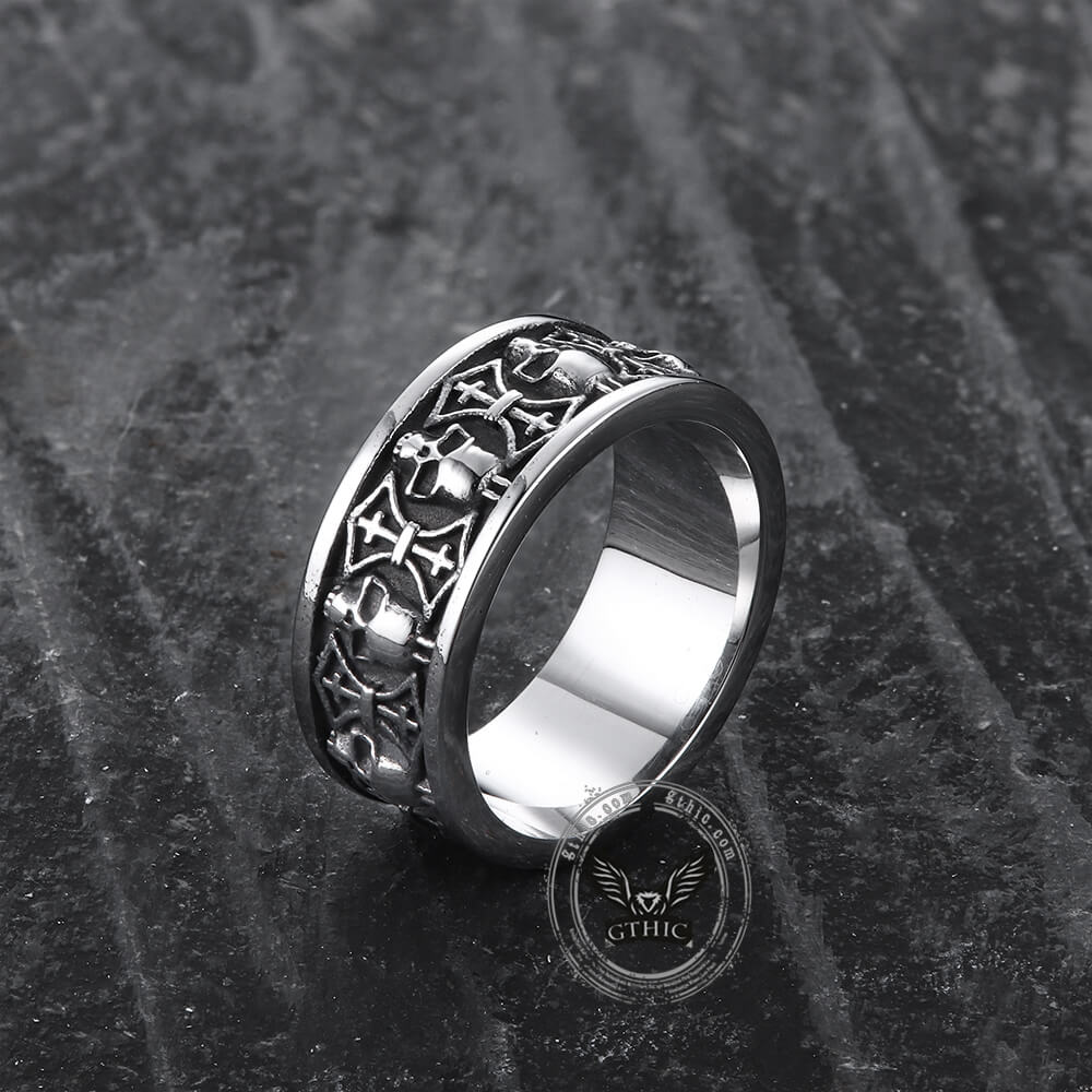 Skull Badass Stainless Steel Band Ring 06 | Gthic.com
