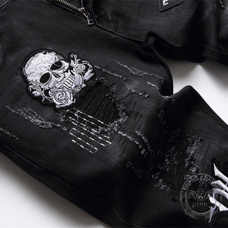 Skull Black Cotton Pants – GTHIC