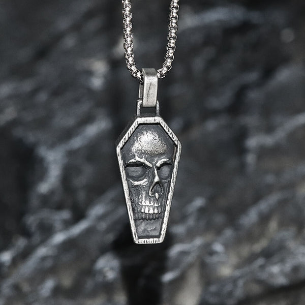 Skull Coffin Stainless Steel Pendant01 | Gthic.com