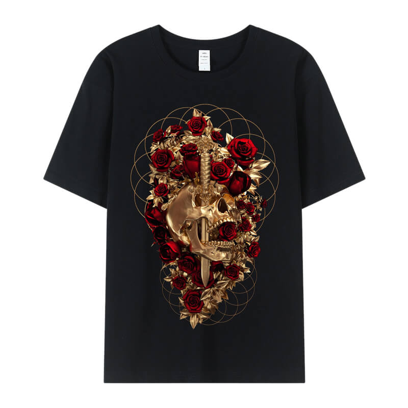 Skull Dagger Rose Cotton T-shirt | Gthic.com